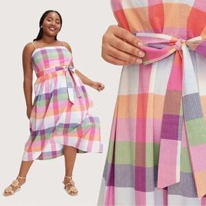Kate Spade x Target Plaid Tie Midi Sun Dress Women's XXL Spring Summer Colorful